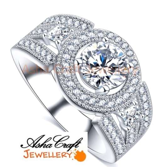 **2 RINGS AVAIL** Extraordinary!! 2.70ct Cr.Diamond Designer Halo Engagement Ring - Size 9/S/19mm