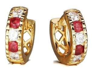 Huggie Earrings | Red & White