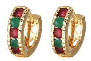 Huggie Earrings | Red & Green