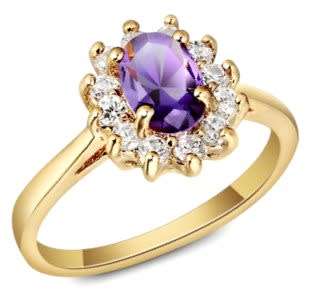 Cocktail Ring | Amethyst-Purple Cubic Zirconia - Size 8/Q/18mm