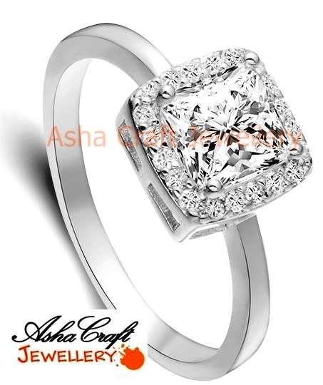 PICTURE PERFECT - Princess Halo Cr.Diamond and Accents Designer Ring Size 7 ~ N 1/2