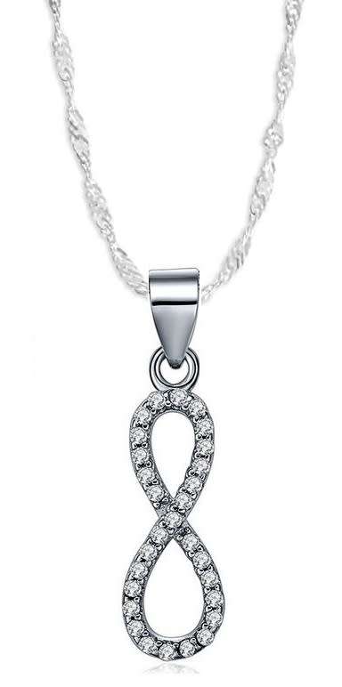 100% REAL SILVER! Genuine 925 Sterling Silver Infinity CZ Pendant