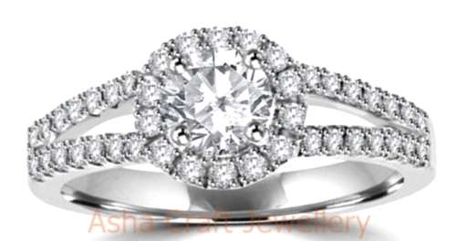 SENSATIONAL!! Sparkling 1.14ct Cr.Diamond Halo Engagement Ring - Size 7 / N+