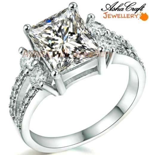 Exquisite!! Sparkling 4.39ct Cr.Diamond & Accents Engagement Ring - Size 7 / O / 17.3mm