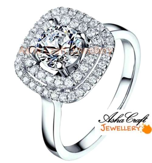 MAGICAL MICRO PAVE 0.58CT CR.DIAMOND HALO ENGAGEMENT RING - Size 9/R+/18.9mm