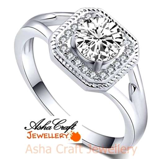 BEAUTIFULL! Sparkling 1.00ct Cr.Diamond Round Halo Engagement Ring - Size 7 / O / 17.3mm