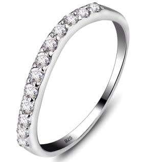 Genuine 925 Sterling Silver Ring - Sparkling 0.36ct White CZ - Size 5 / K