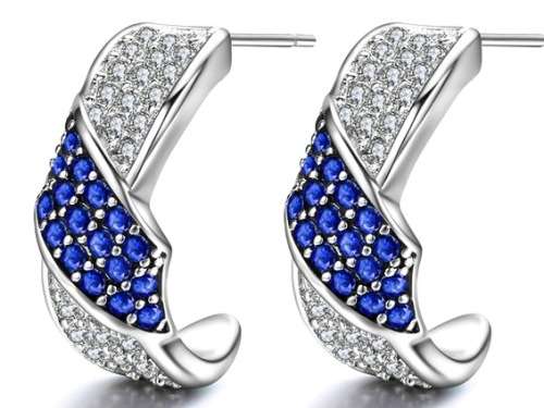 Exquisite!! 0.49ct Cr. Sapphire & Diamond Semi-Hoop Earrings
