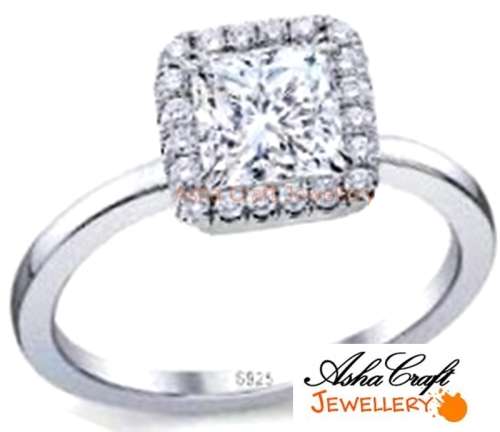 STUNNING! Princess Halo 1.40ct Cr.Diamond Engagement Ring. Size 7 / O / 17.3mm
