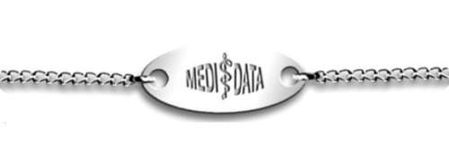 MEDI DATA Medical Alert Chain Bracelet Stainless Steel + FREE ENGRAVING