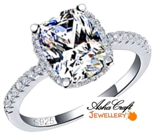 SENSATIONAL! Cushion Cut 2.12CT Cr.Diamond Halo Engagement Ring - Size 7.5/P