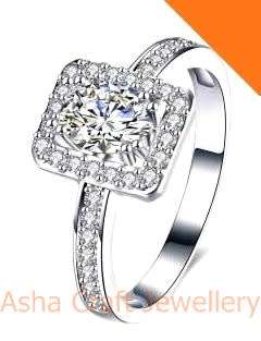 Fine 925 Sterling Silver Engagement Ring, Sparkling White CZ. Size 6 / M / 16.3mm