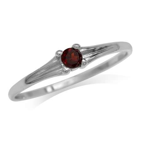 Fine 925 Sterling Silver Ring, 0.15ct Garnet Natural Gemstone. Size 5/K