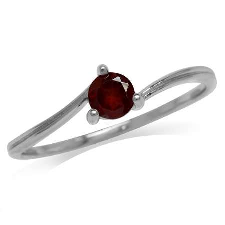 REAL SILVER! Fine 925 Sterling Silver Ring, 0.33ct Garnet Natural Gemstone. Size 5/K