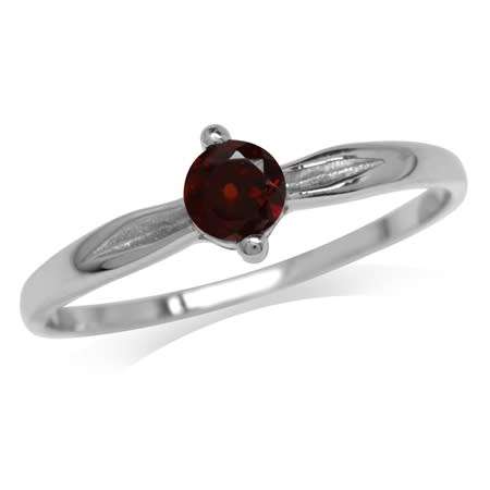 Fine 925 Sterling Silver Ring, 0.36ct Garnet Natural Gemstone. Size 5/K