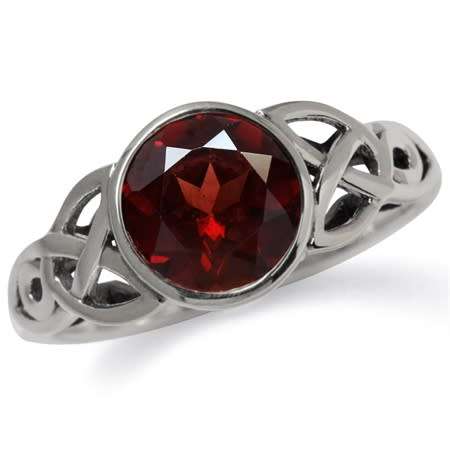 Fine 925 Sterling Silver Ring Celtic, 2.14ct Garnet Natural Gemstone. Size 8.5/R