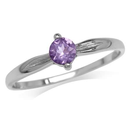Fine 925 Sterling Silver Ring, 0.18ct Amethyst Natural Gemstone. Size 5/K
