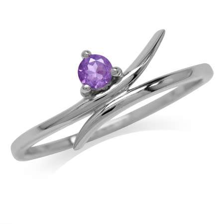 Fine 925 Sterling Silver Ring, 0.10ct Amethyst Natural Gemstone. Size 6/M