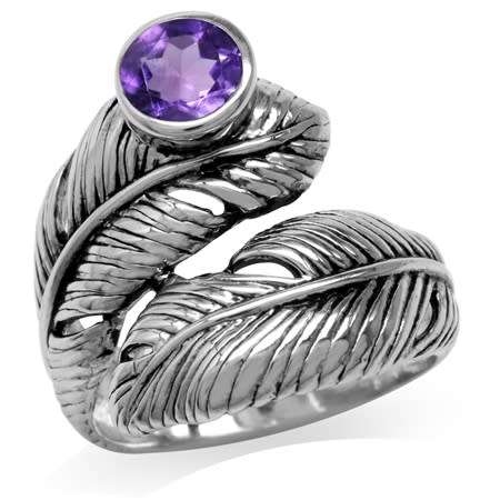 REAL SILVER! Fine 925 Sterling Silver Ring, 0.74ct Amethyst Natural Gemstone. Size 7.5 / P