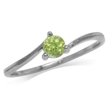 Genuine 0.30ct Peridot Natural Gemstone Ring 925 Sterling Silver. Size 6.5 / N / 17mm