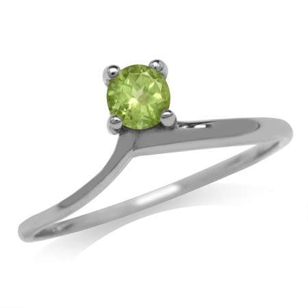 Fine 925 Sterling Silver Ring, 0.27ct Peridot Natural Gemstone. Size 8/Q