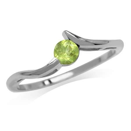 Fine 925 Sterling Silver Ring, 0.27ct Peridot Natural Gemstone. Size 8/Q