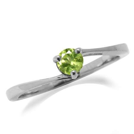REAL SILVER! Fine 925 Sterling Silver Ring, 0.27ct Peridot Natural Gemstone. Size 8/Q