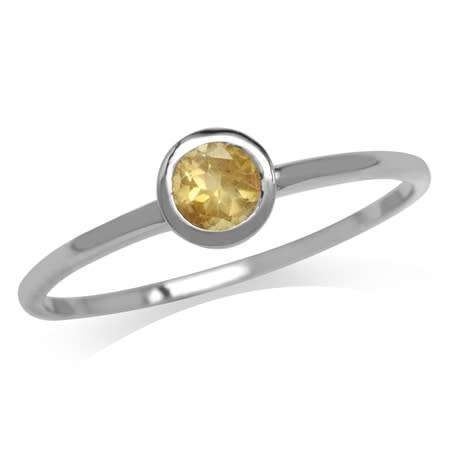 REAL SILVER! Fine 925 Sterling Silver Ring, 0.24ct Citrine Natural Gemstone. Size 8/Q