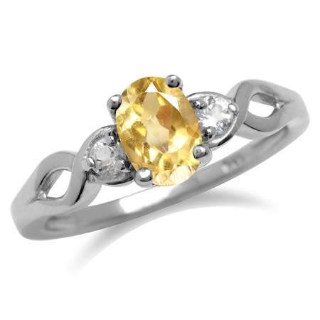 REAL SILVER! Fine 925 Sterling Silver Ring, 0.84ct Citrine Natural Gemstone. Size 8/Q