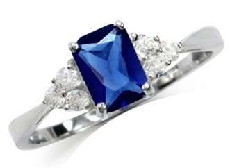 Fine 925 Sterling Silver Ring, Simulated Sapphire Gemstone. Size 9/S