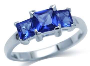 Fine 925 Sterling Silver Ring, Simulated Sapphire Gemstone. Size 6.5/N