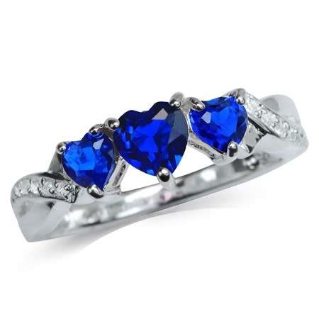 Fine 925 Sterling Silver Ring, Simulated Sapphire Gemstone. Size 8/Q