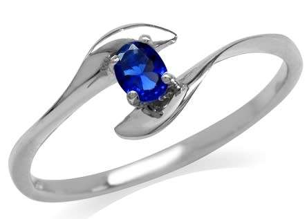 Fine 925 Sterling Silver Ring, Simulated Sapphire Gemstone. Size 4.5/I