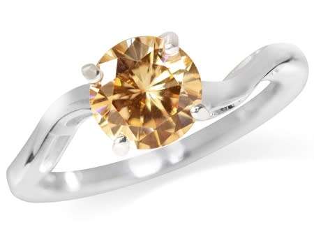 Fine 925 Sterling Silver Ring, Champagne CZ Gemstone. Size 5.75 / L+ / 16.4mm