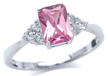 Fine 925 Sterling Silver Ring, 2.01ct Pink Cubic Zirconia Gemstone. Size 4/H