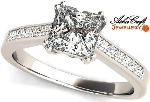 BEAUTIFUL! Sparkling 2.11ct Cr.Diamond Princess Cut Engagement Ring. Size 6 / M / 16.5mm