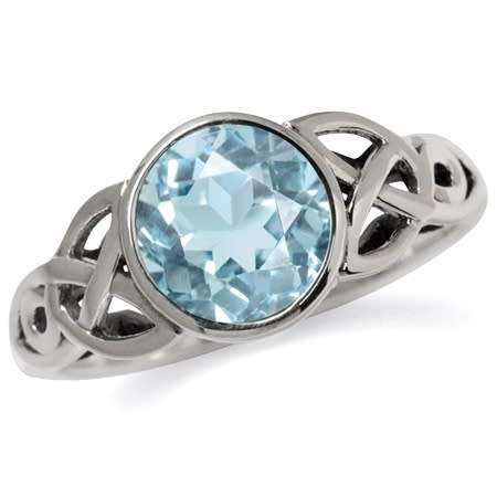 [VALUE: R1099.00] Genuine 2.41ct. Blue Topaz Triquetra 925 Sterling Silver Ring. Size 8, 9.5, 12