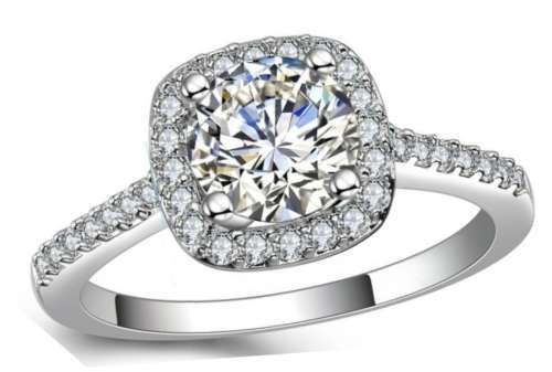 1.60ct Cr.Diamond Sparkling Round Halo Engagement Ring - Size 7 ~ N 1/2 ~ 17.4mm