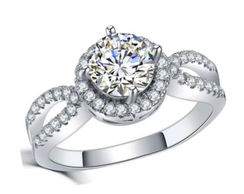 EXQUISITE! 1.15ct Cr.Diamond Solitaire Halo Double Row Engagement Ring - Size 10/U/20mm
