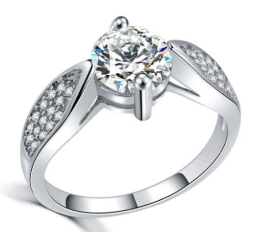 BREATHTAKING! 1.45ct Cr.Diamond Solitaire Pave Engagement Ring - Size 8/P+/18.0mm