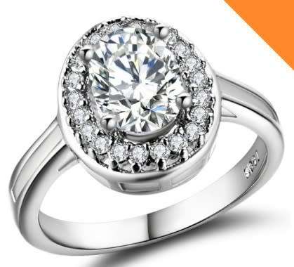 BREATHTAKING 1.42CT. CR.DIAMOND OVAL HALO ENGAGEMENT RING - SIZE 7 / N+