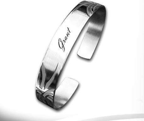 Fathers Day - Personalised Stainless Steel Cuff Bracelets - 3 Options