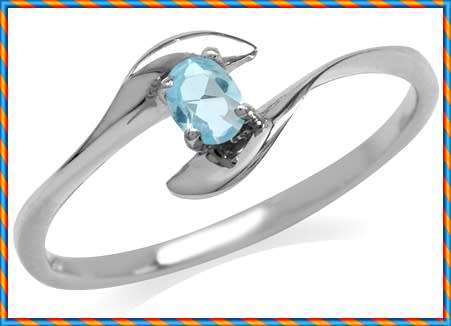 Fine 925 Sterling Silver Ring, Simulated Blue Topaz Gemstone. Size 4/H
