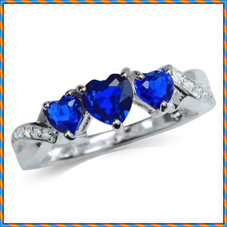 Fine 925 Sterling Silver Ring, Simulated Sapphire Gemstone. Size 7/O