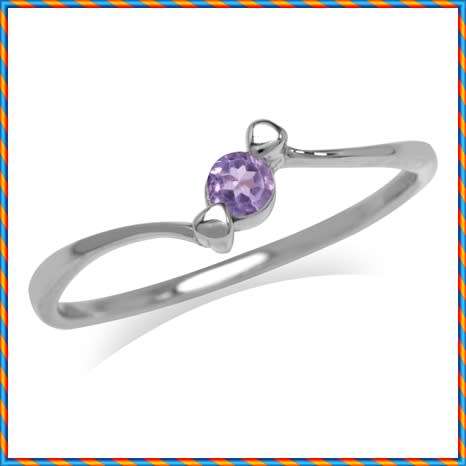 Fine 925 Sterling Silver Ring, 0.10ct Amethyst Natural Gemstone. Size 6/M