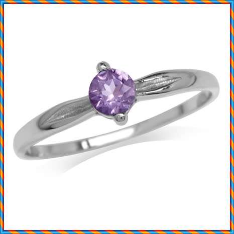 Fine 925 Sterling Silver Ring, 0.18ct Amethyst Natural Gemstone. Size 5/K