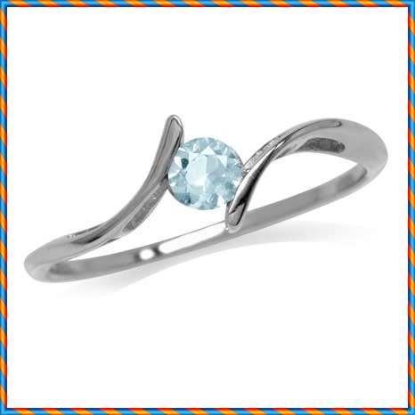 Genuine 0.32ct Blue Topaz Natural Gemstone Ring 925 Sterling Silver. Size 8/P+