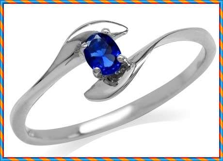 Fine 925 Sterling Silver Ring, Simulated Sapphire Gemstone. Size 4.5/I