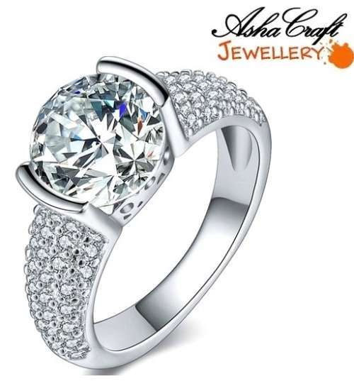 BREATHTAKING - Sparkling 3.56ct Cr.Diamond Designer Pave Engagement Ring. Size 6.5/N