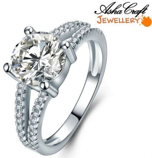 STUNNING!- 2.23ct Cr.Diamond Solitaire & Accents Split-band Engagement Ring. Size 7/O
